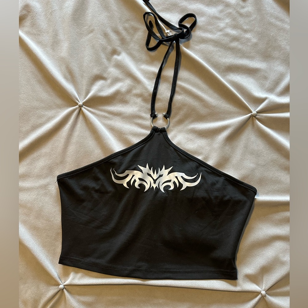 Black flashlight glow crop top/ festival top
